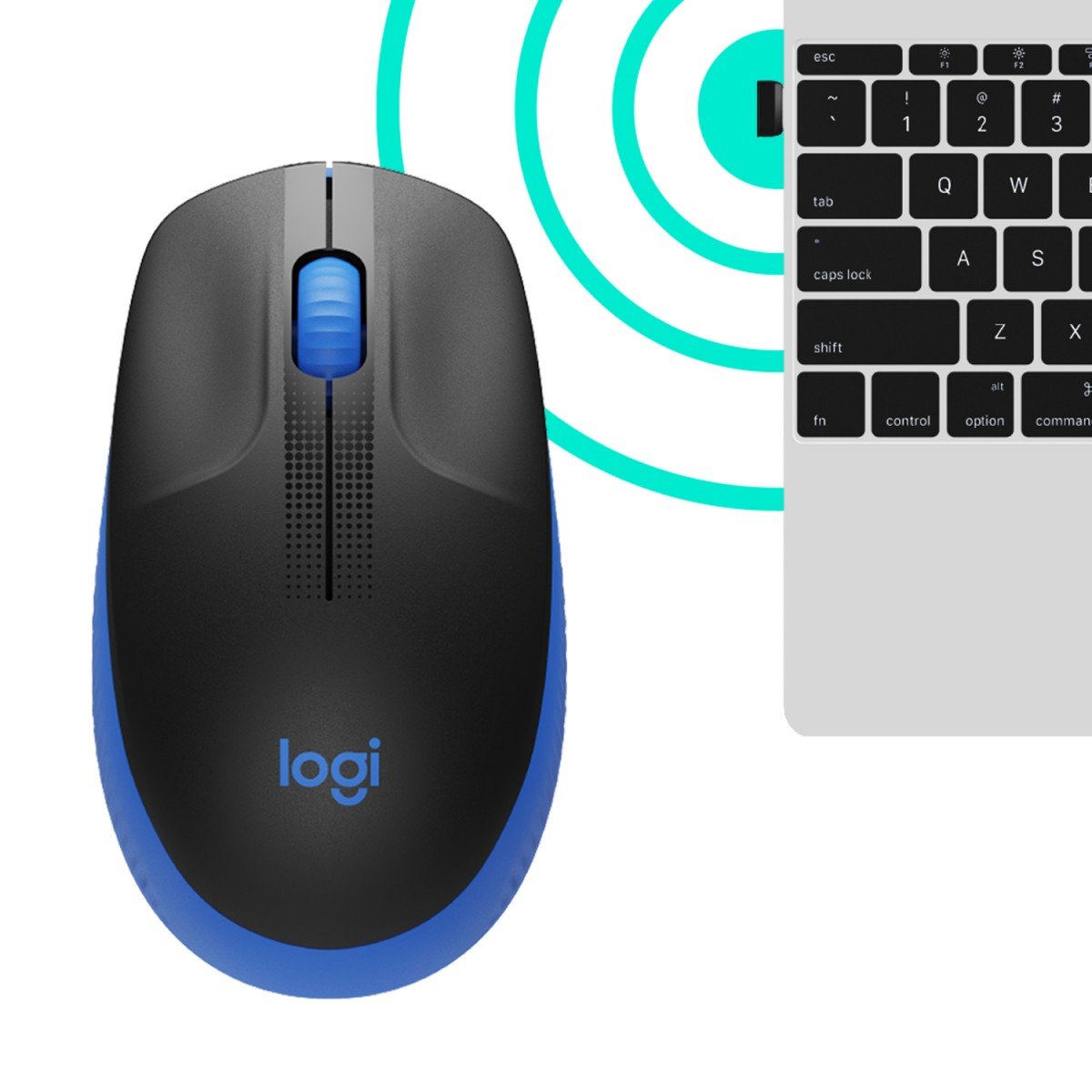 LOGITECH M190 Mouse optical 3 buttons wireless USB wireless receiver blue
