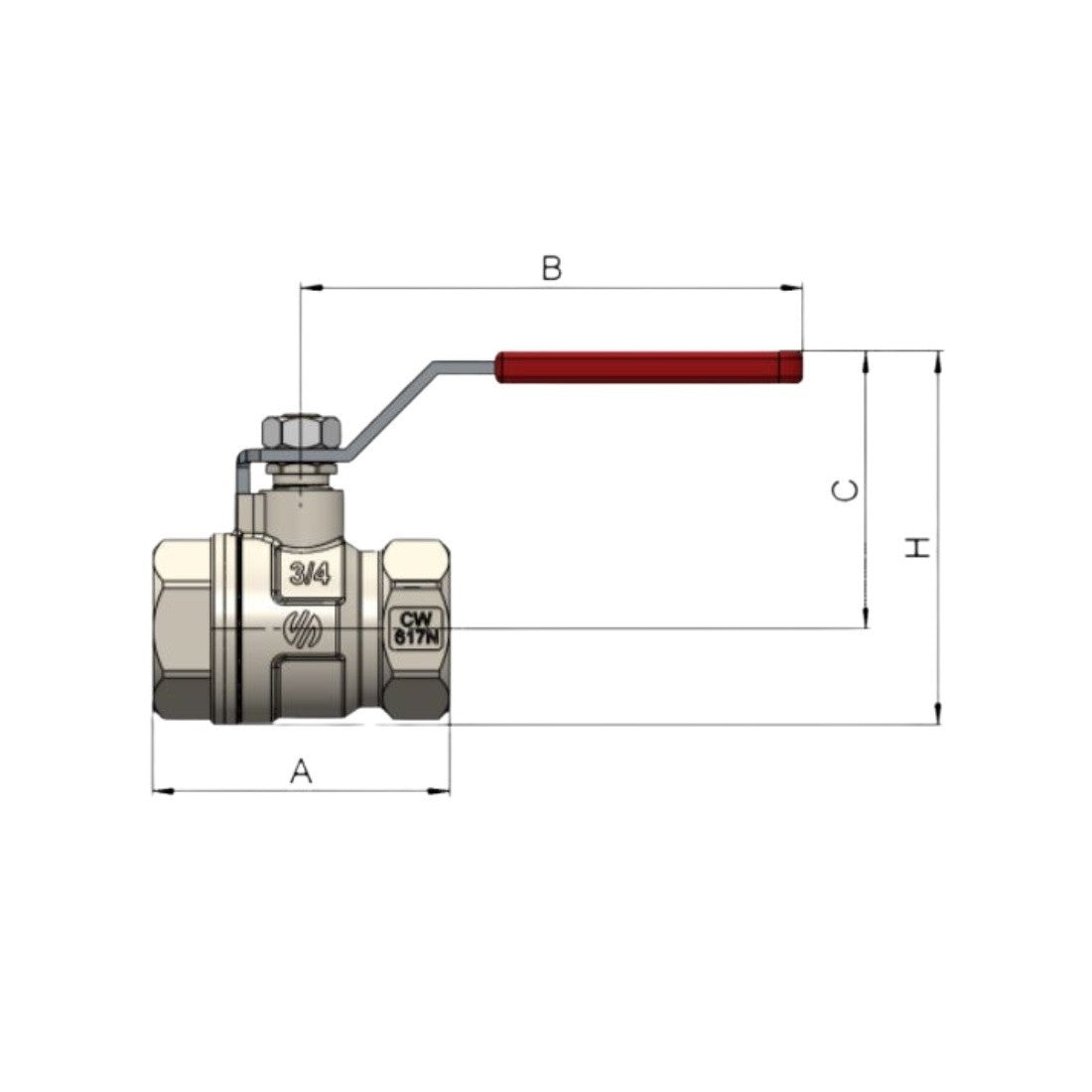 "ARCO 750108 Vanne a bille en eau Arco Sena VA30 2"" GW-GW Levier en acier inoxydable"