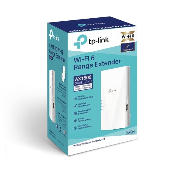TP-LINK RE500X AX1500 Wi-Fi 6 Range Extender Gigabit RJ45 Wall-plugged 2 int.antennas