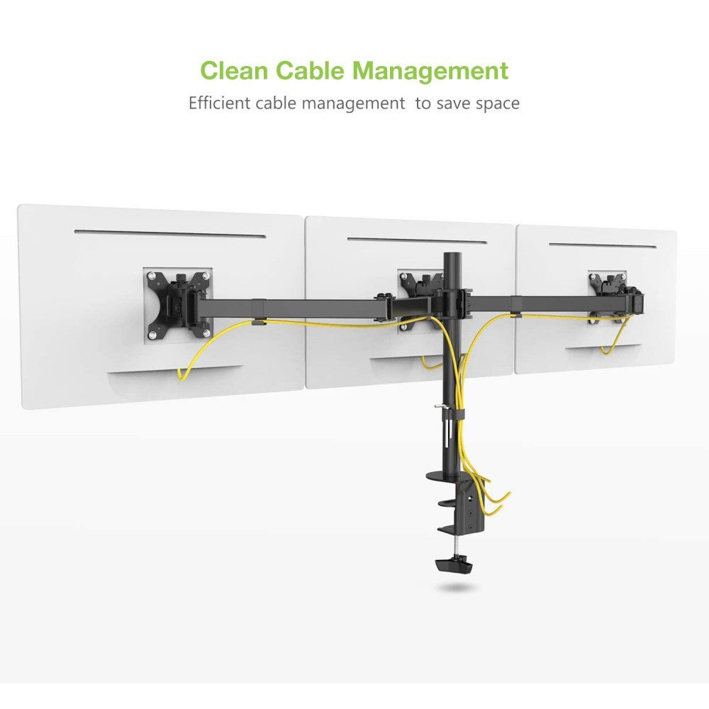 Techly ICA-LCD 482-T Support de 3 Moniteurs 13-24” LCD 10kg Bureau Rotatif
