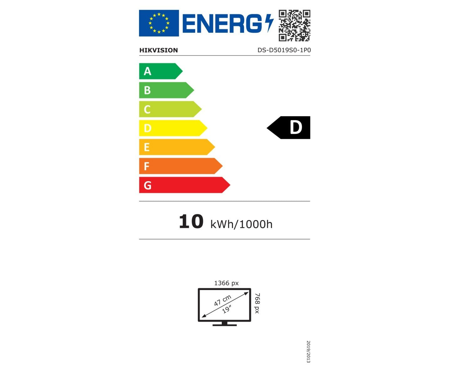 Hikvision DS-D5019S0-1P0 Moniteur HD sans bord de 18,5 pouces