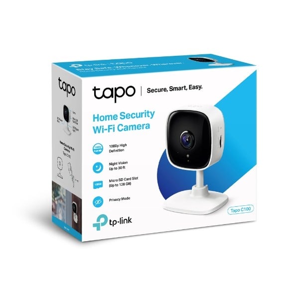 TP-LINK Tapo C100 Home Security WiFi Camera Day/Night view 1080p Full HD resolution Micro SD card storageUp to 128GB H.264 Video