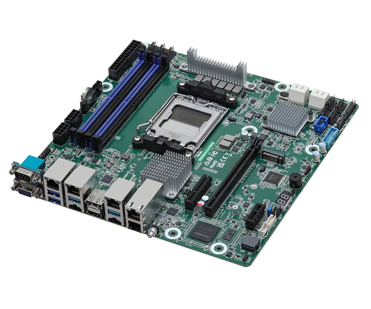 ASRock B650D4U-2L2T/BCM, 1xSKT AM5, AMD Ryzen 7000, B650E, 4xDIMM, SATA, 1xM.2, 2xGbE, 2x10GbE, IPMI