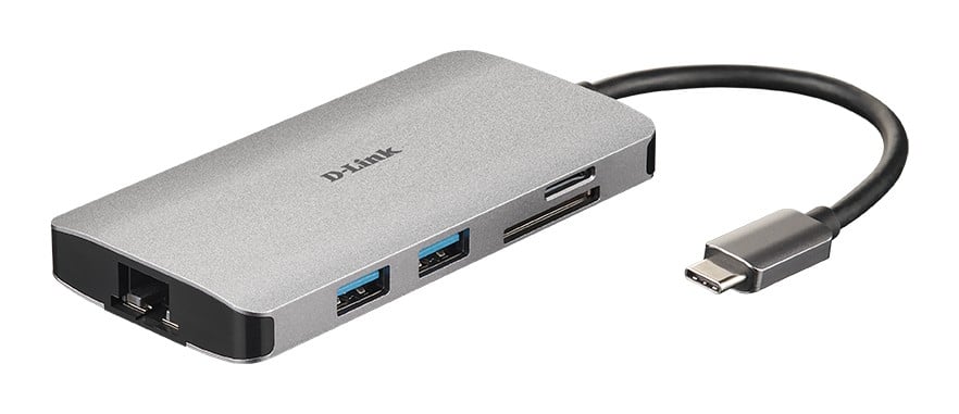 D-LINK USB-C 8-en-1 HDMI SD /microSD card reader and charging