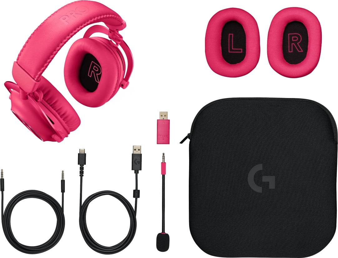 LOGITECH G Pro X 2 Headset full size Bluetooth / LIGHTSPEED wireless wired 3.5 mm jack noise isolating magenta