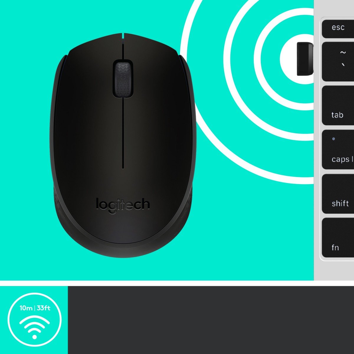 LOGITECH M171 Mouse right and left-handed wireless 2.4 GHz USB wireless receiver black