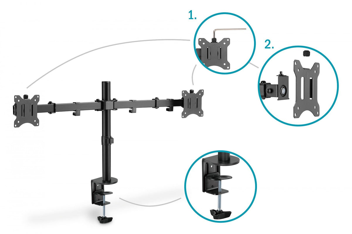 Digitus Support double écran universel avec fixation par serrage
