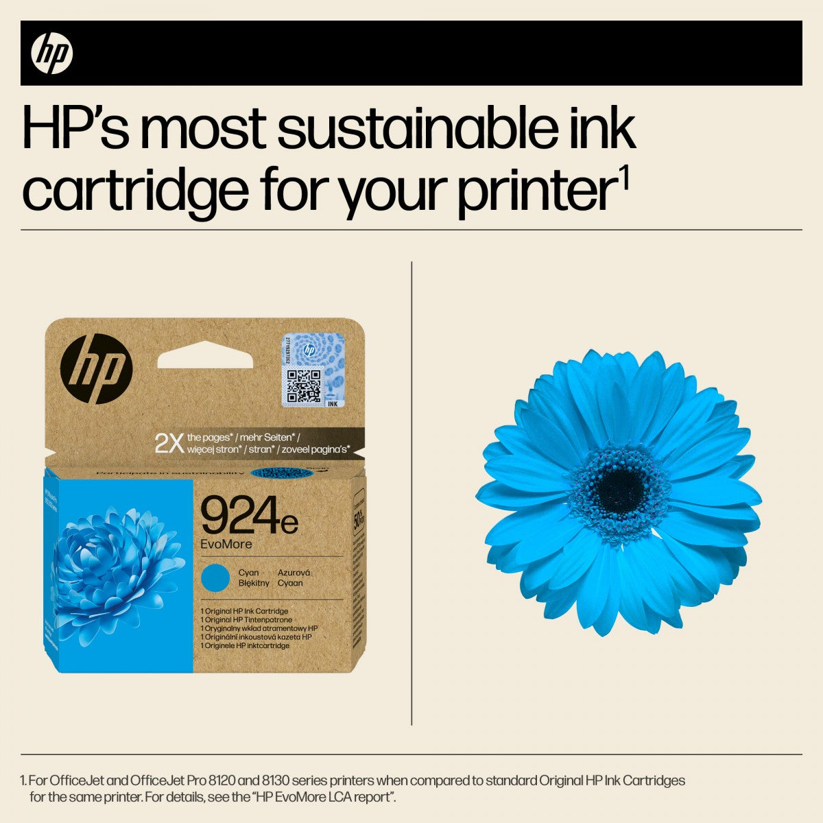 HP 924e EvoMore Cyan Original Ink Cartridge
