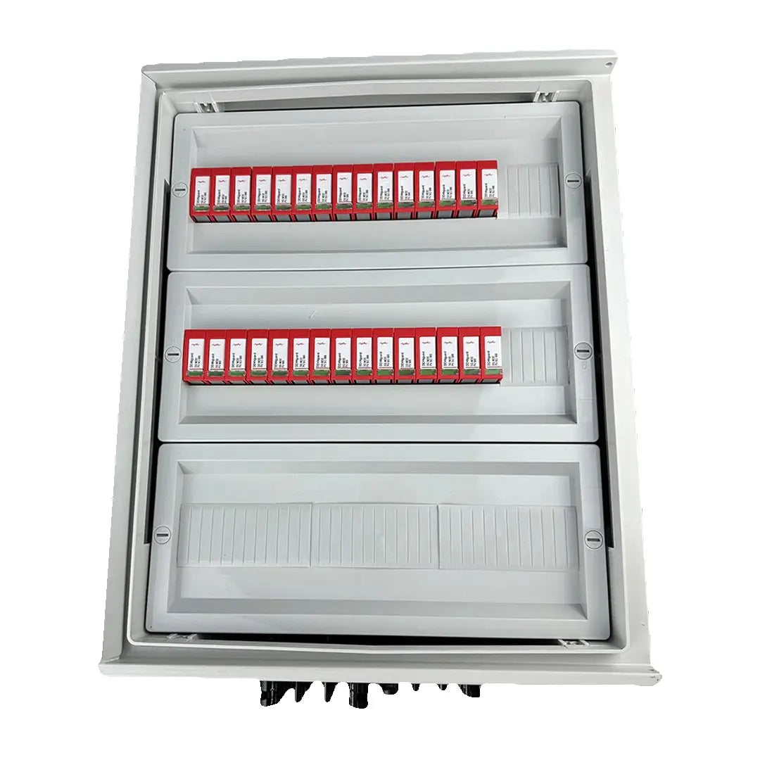 EMITER EM-1365_DC Tableau de distribution DC hermétique IP66 avec limiteur de surtension DC Dehn 1000V type 2, 10 chaînes PV, 10 MPPT