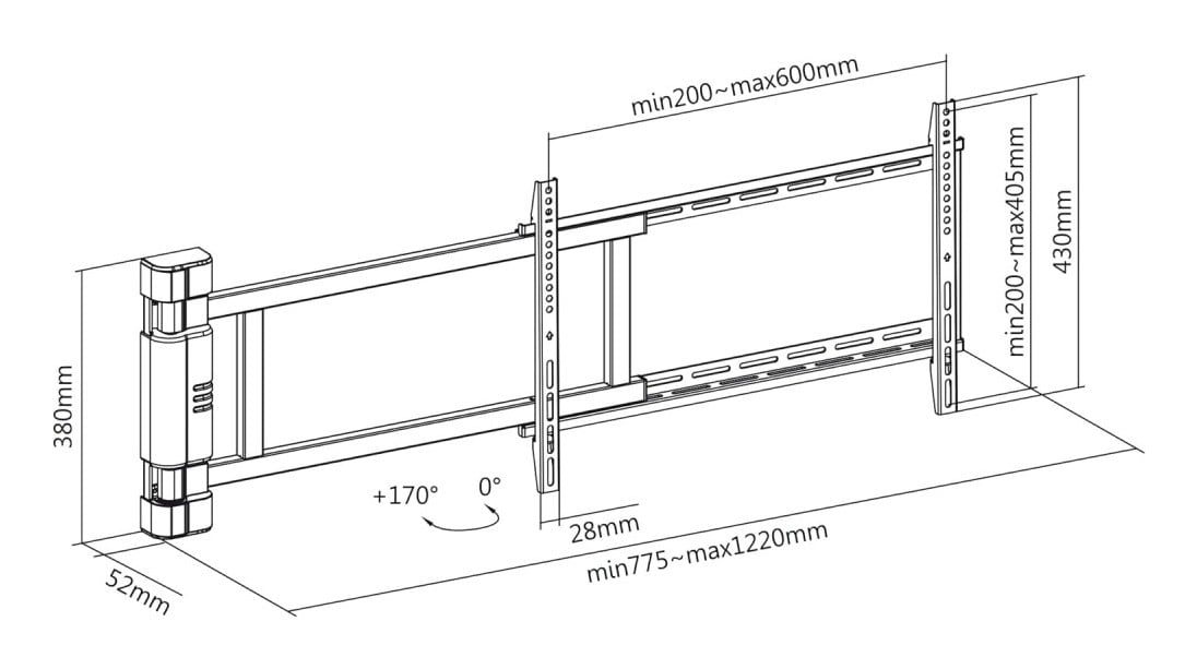 "Techly ICA-PLB 060M Support mural électrique pour TV 32-75"" LED/LCD 50kg avec télécommande"