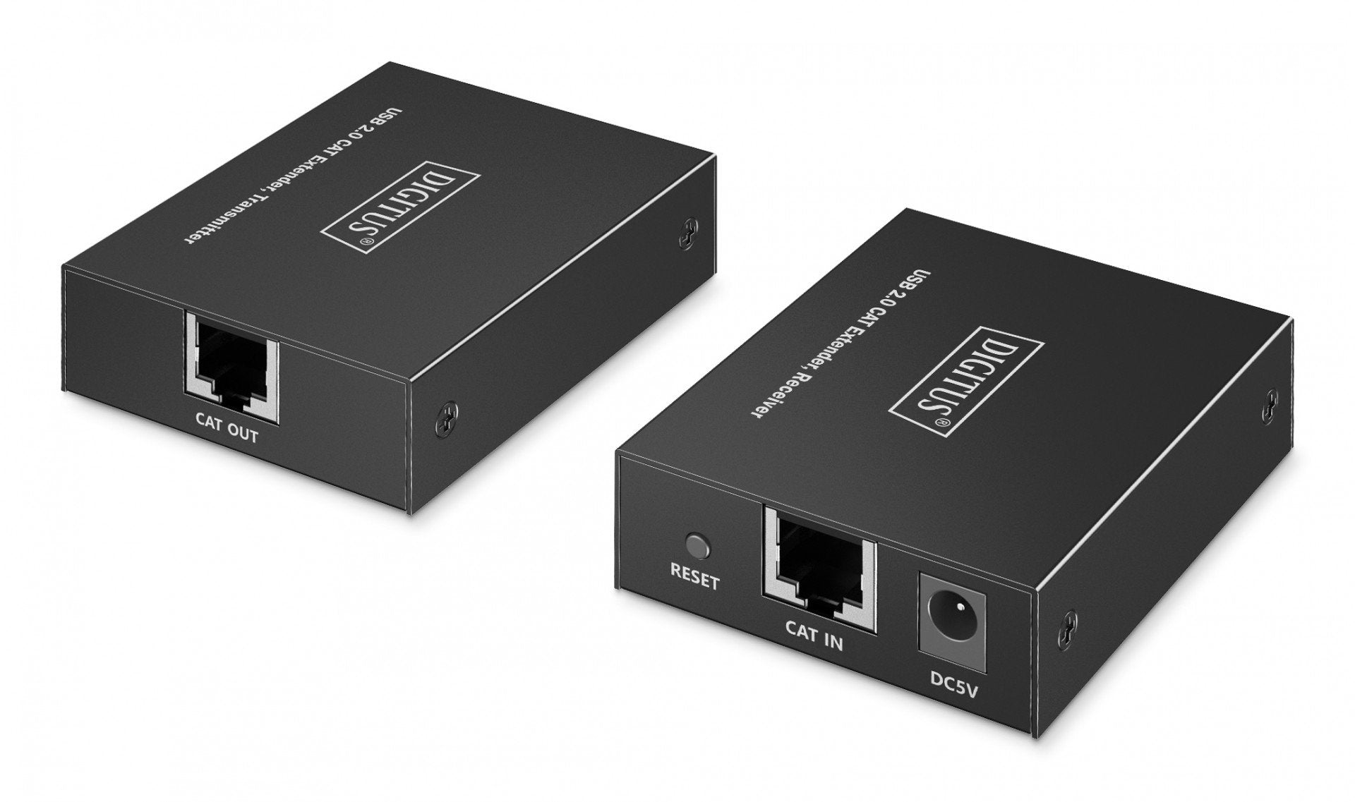 Extenseur via câble torsadé Cat.6, USB 2.0 jusqu'a 150m, 4x USB-A jusqu'a 480 Mbps, 1x RJ45 (Gigabit Ethernet) - ensemble (récepteur/émetteur)