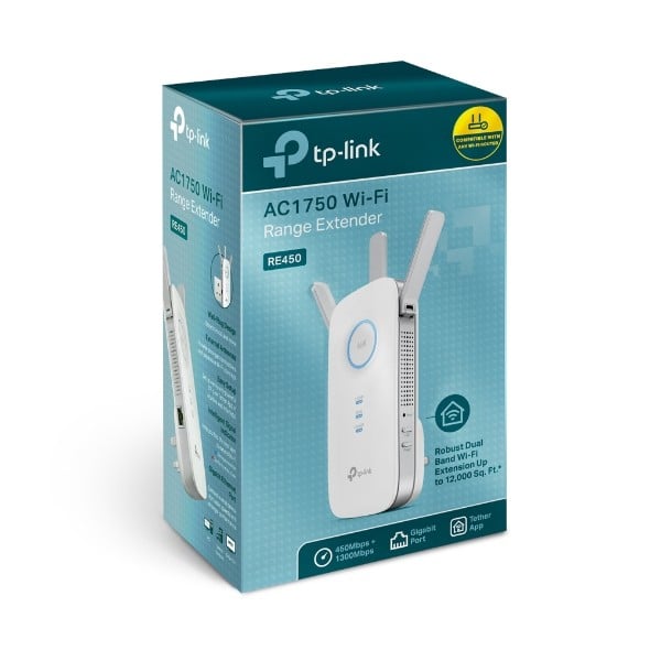 TP-LINK AC1750 Dual Band Wireless Wall Plugged Range Extender Qualcomm 1300Mbps at 5Ghz + 450Mbps at 2.4Ghz 802.11ac/a/b/g/n