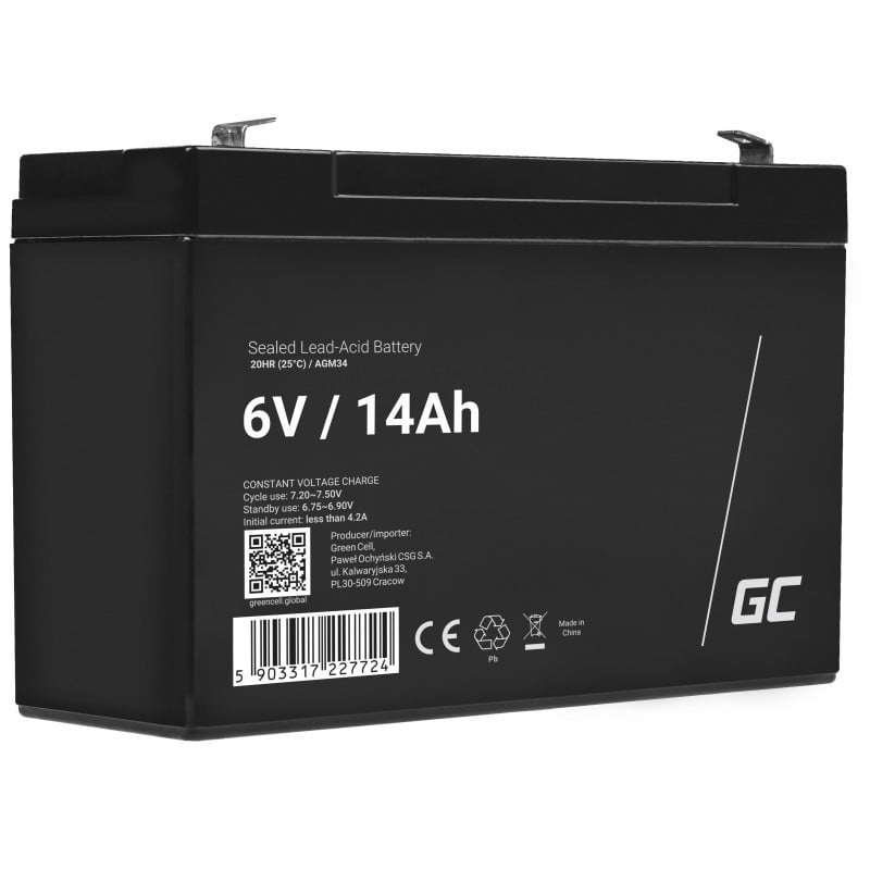 Green Cell 6V 14Ah AGM Battery - Battery - 14.000 mAh