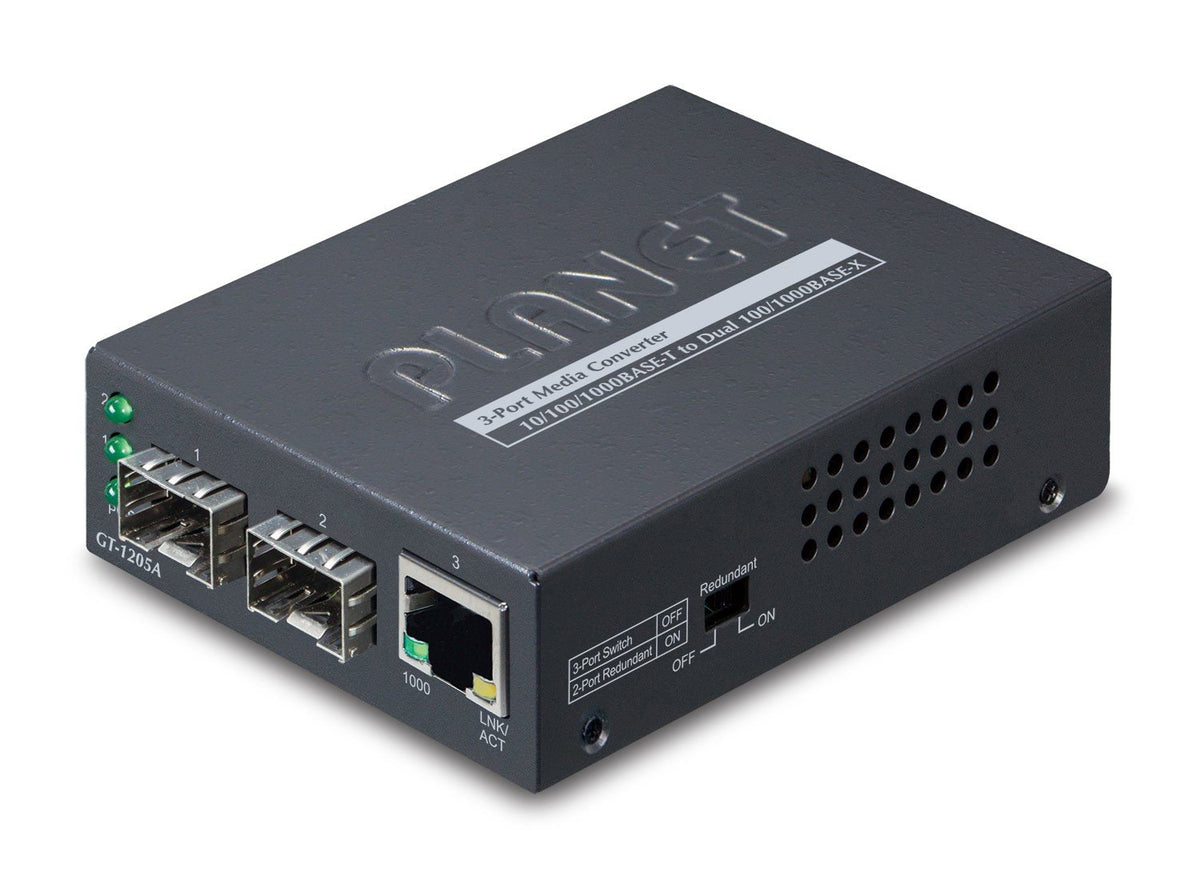 PLANET GT-1205A convertisseur de support réseau 1000 Mbit/s Noir