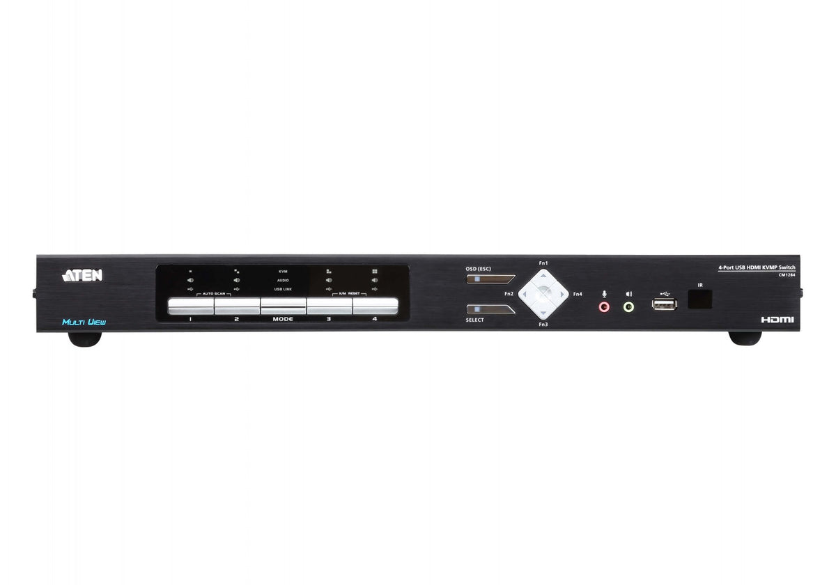 Commutateur KVMP™ multivue 4K HDMI USB a 4 ports - 4096 x 2160 pixels - Ethernet/LAN - 4K Ultra HD - Grille de montage - 16 W - 1U