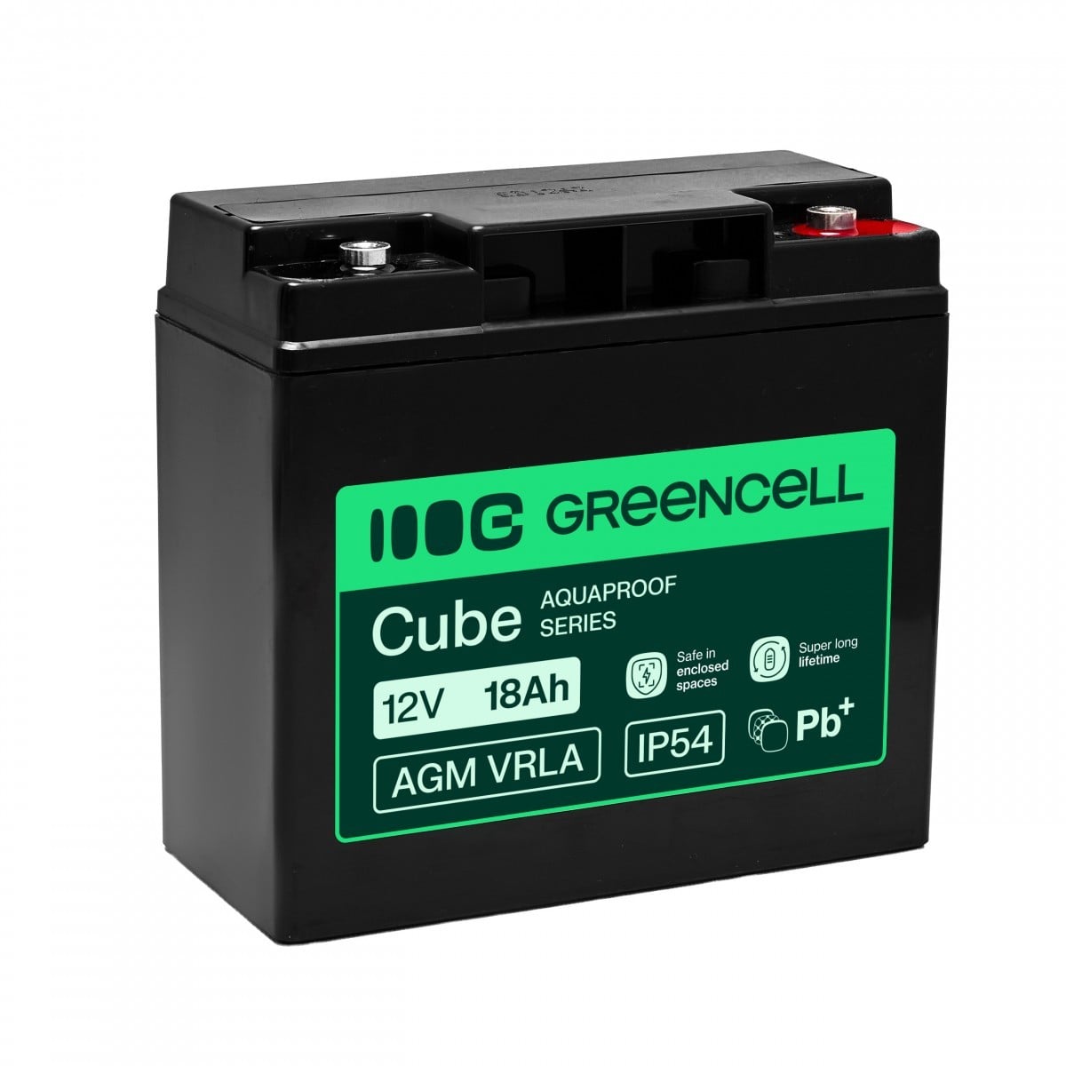 Batterie sans entretien Green Cell AGM VRLA 12V 18Ah pour caisses enregistreuses, jouets, caméras (181x77x167mm)