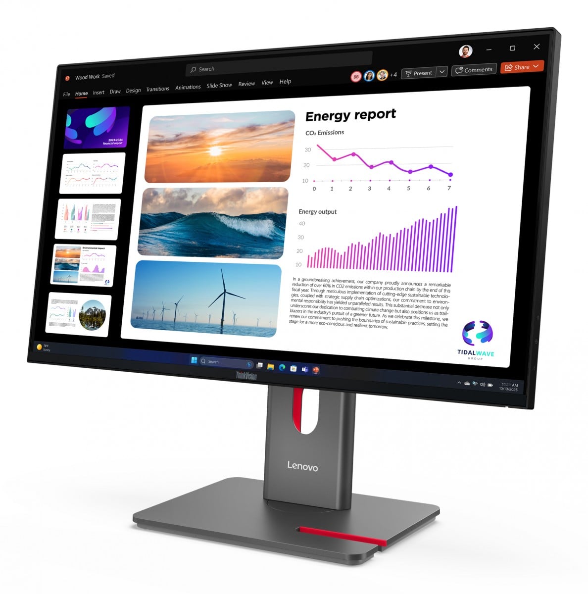 LENOVO ThinkVision P24Q-40 LED Écran 24p 2560x1440 QHD 120Hz IPS 300cd/m2 1500:1 HDR10 4ms HDMI DisplayPort DaisyChain