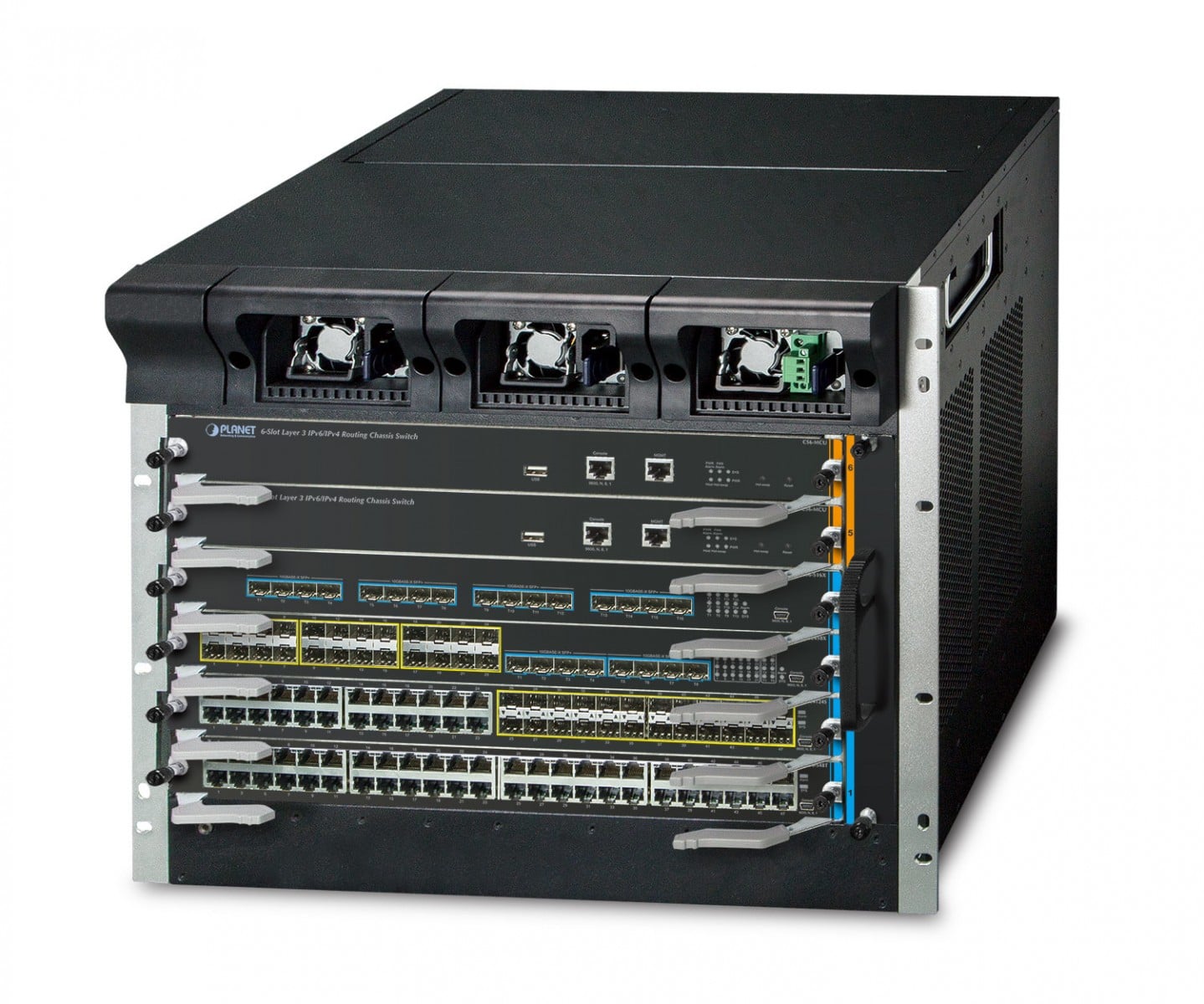 PLANET 6-Slot Layer 3 IPv6/IPv4 châssis de réseaux 9U Noir