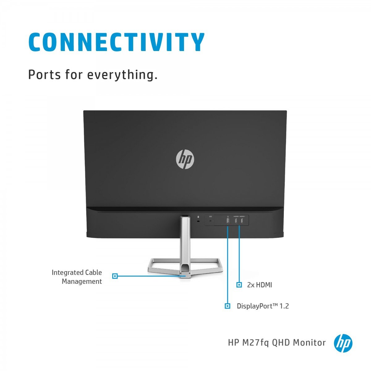 "HP M27fq QHD Monitor écran plat de PC 68,6 cm (27"") 2560 x 1440 pixels Quad HD LCD Argent"