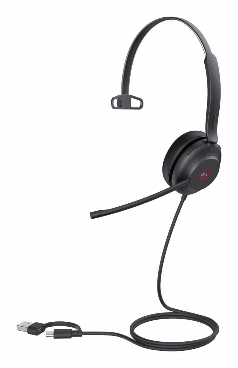 Yealink UH37 Mono Teams Casque Avec fil Arceau Bureau/Centre d'appels USB Type-C / USB Type-A Noir