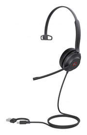 Yealink UH37 Mono Teams Casque Avec fil Arceau Bureau/Centre d'appels USB Type-C / USB Type-A Noir