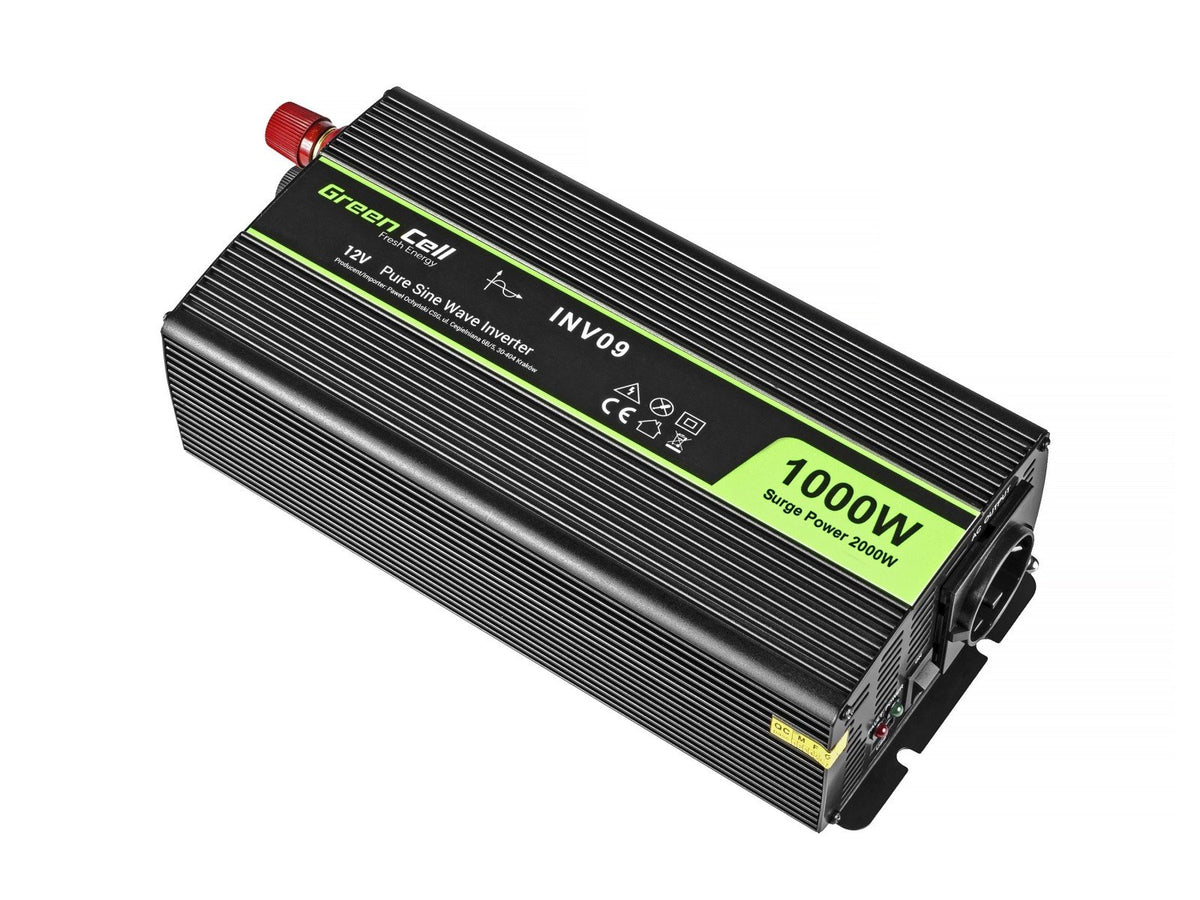 Green Cell INV09 adaptateur de puissance & onduleur Auto 1000 W Noir