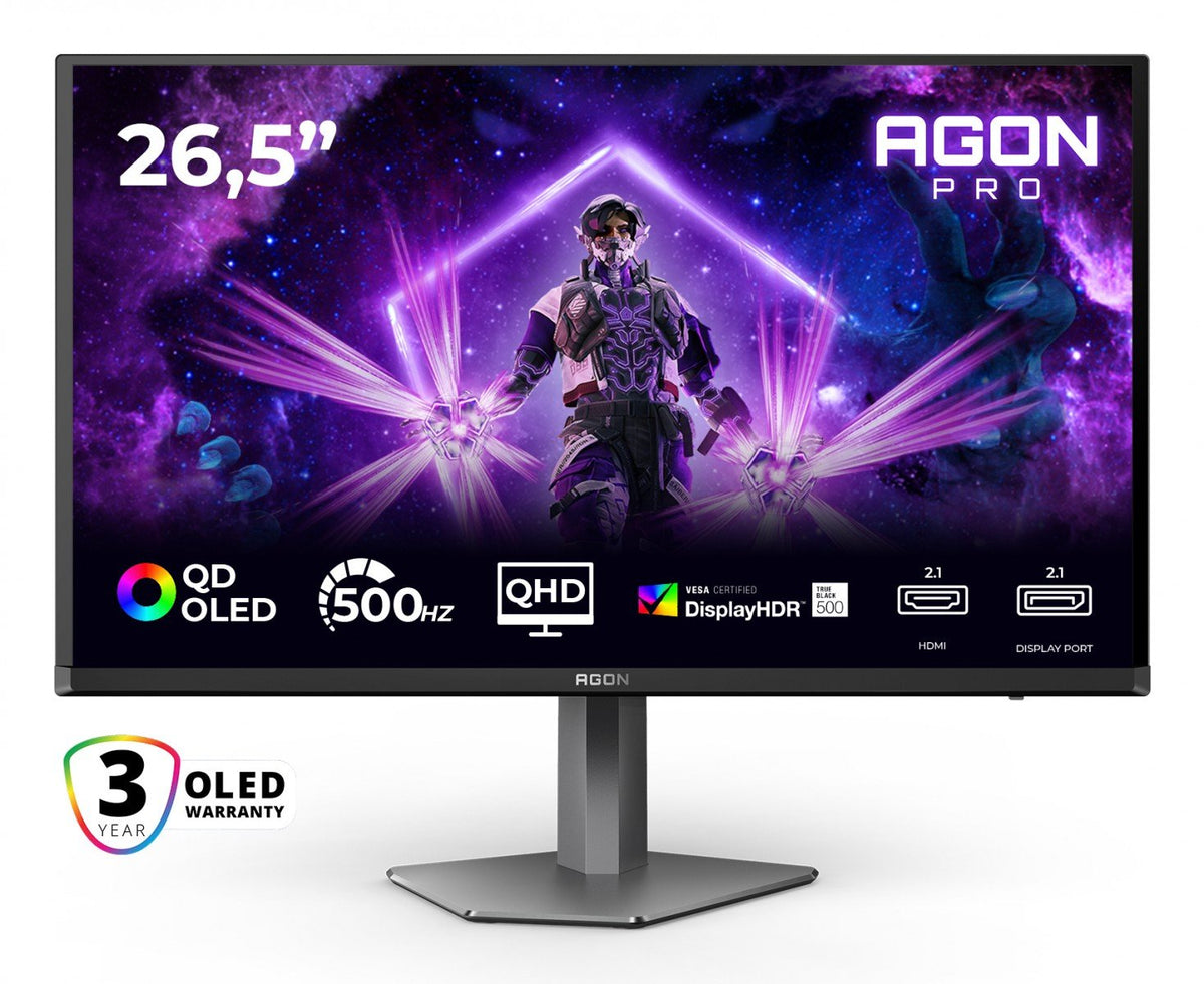 AOC AG276QKD2 26.5p 2560x1440 QD OLED Flat H/A 130MM QD Oled 500Hz USB HUB DP HDMI 1000cd/m2