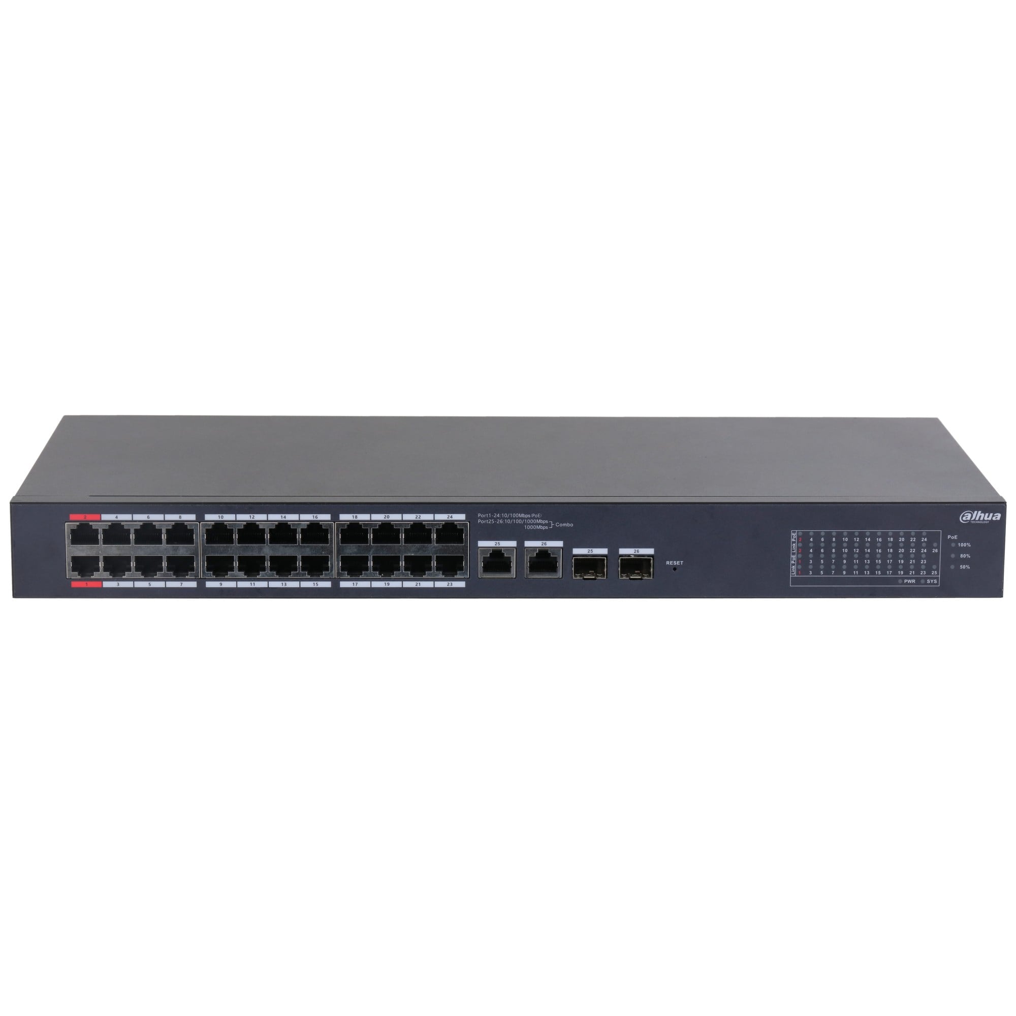 Dahua CS4226-24ET-240 26-portowy desktopowy switch zarz¹dzany w chmurze z 24 portami PoE