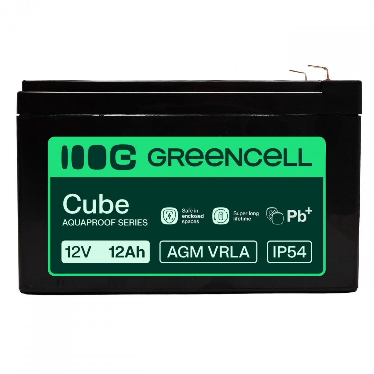 Batterie sans entretien Green Cell AGM VRLA 12V 12Ah pour caisses enregistreuses, jouets, caméras (151x98.5x95mm)