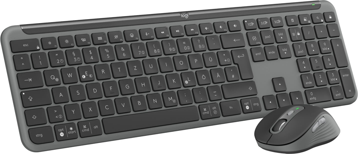 Logitech Signature Slim MK950 for Business clavier Souris incluse Bureau RF sans fil + Bluetooth QWERTZ Allemand Graphite