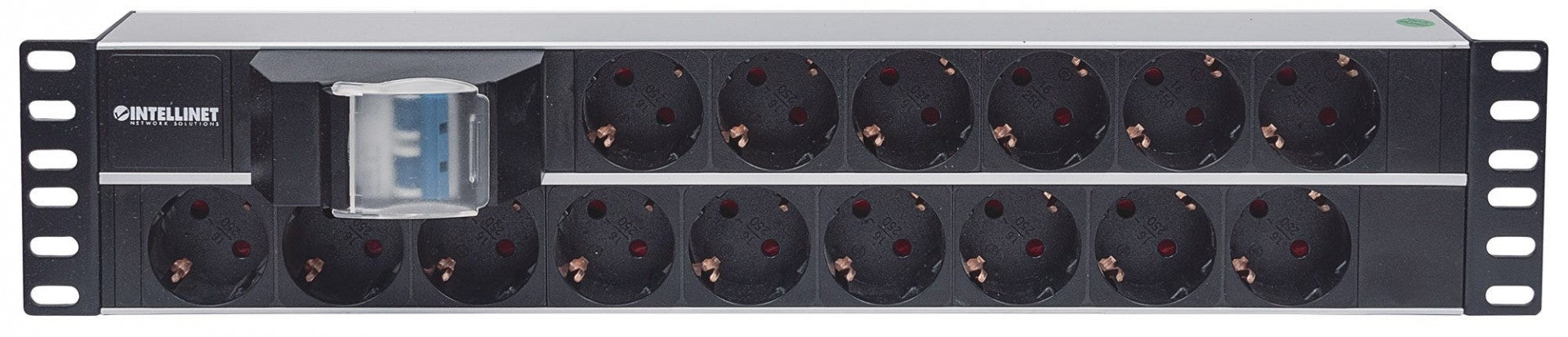Intellinet 714051 unité de distribution d'énergie 15 sortie(s) CA 2U Aluminium, Noir