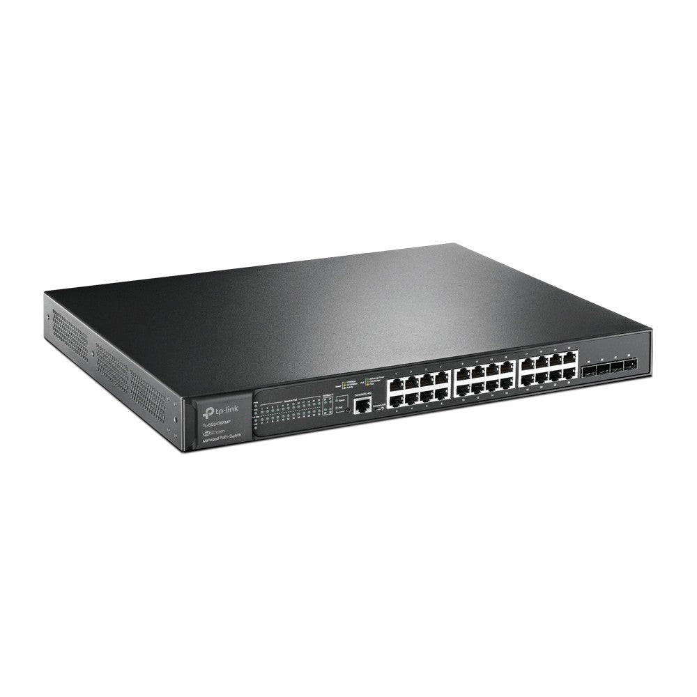 TP-Link JetStream TL-SG3428XMP commutateur réseau Géré L2+ Gigabit Ethernet (10/100/1000) Connexion Ethernet, supportant l'alimentation via ce port (PoE) 1U Noi