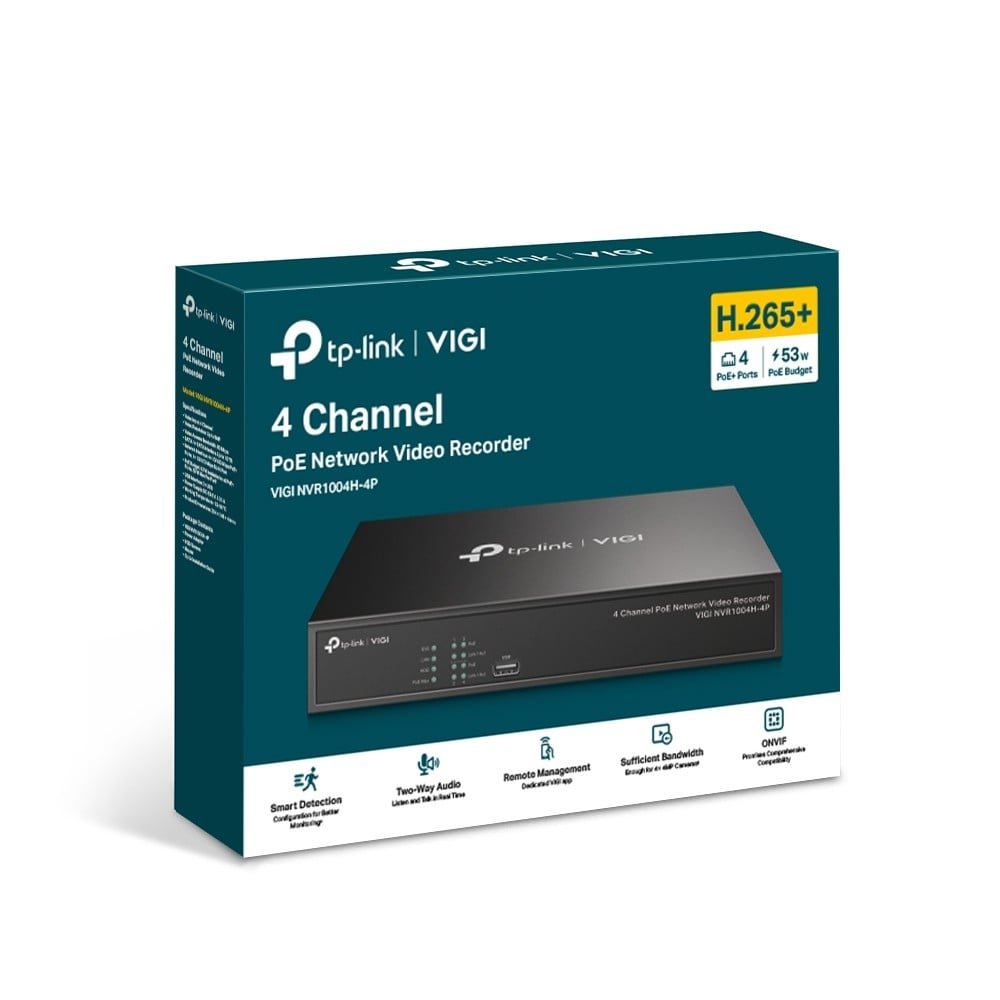 TP-LINK VIGI NVR1004H-4P 4 Channel PoE Network Video Recorder