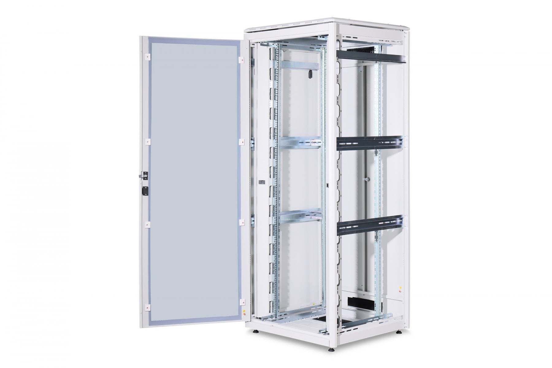 "Armoire réseau debout Unique 19"" 42U rack 800x800, porte avant en verre, gris, 800kg 2053x800x800 mm, couleur gris (RAL 7035)"