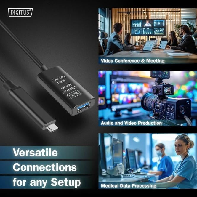 Câble d'extension actif, USB 3.2 Gen2, 10Gbps, USB-C - USB-A, 5m