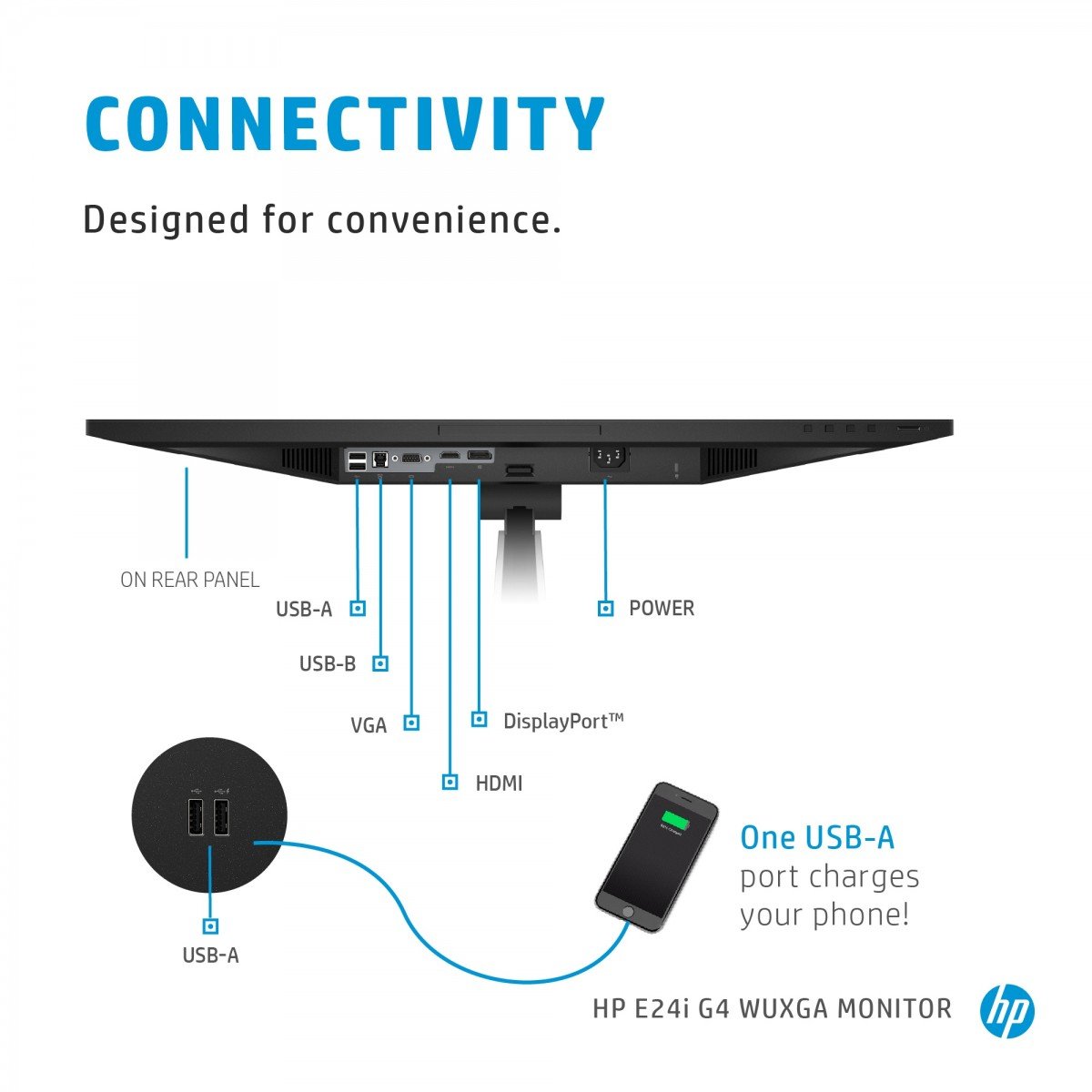 "HP E-Series E24i G4 61 cm (24"") 1920 x 1200 pixels WUXGA Noir, Argent"