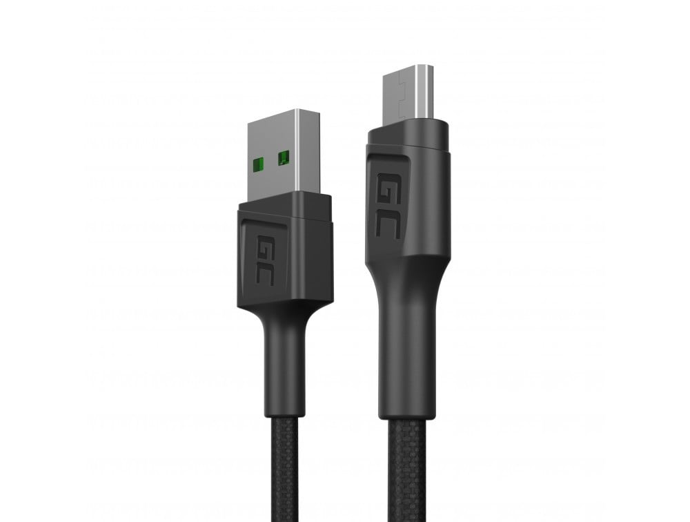 Green Cell KABGC23 câble USB 0,3 m USB 2.0 USB A Micro-USB B Noir