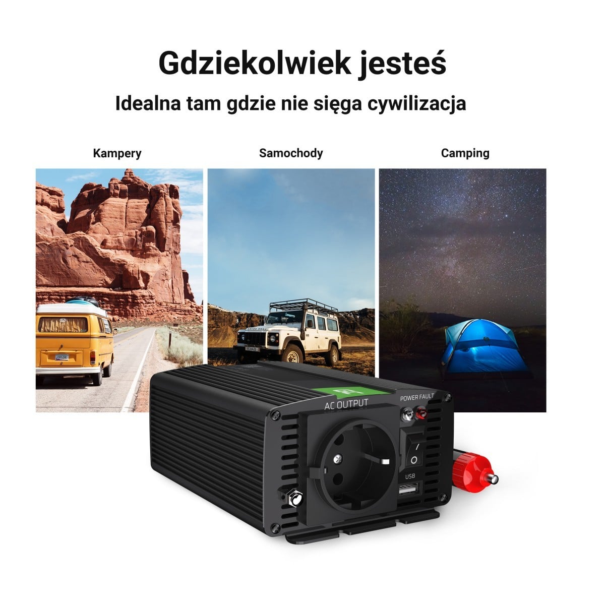 Green Cell INV06 adaptateur de puissance & onduleur Auto 150 W Noir