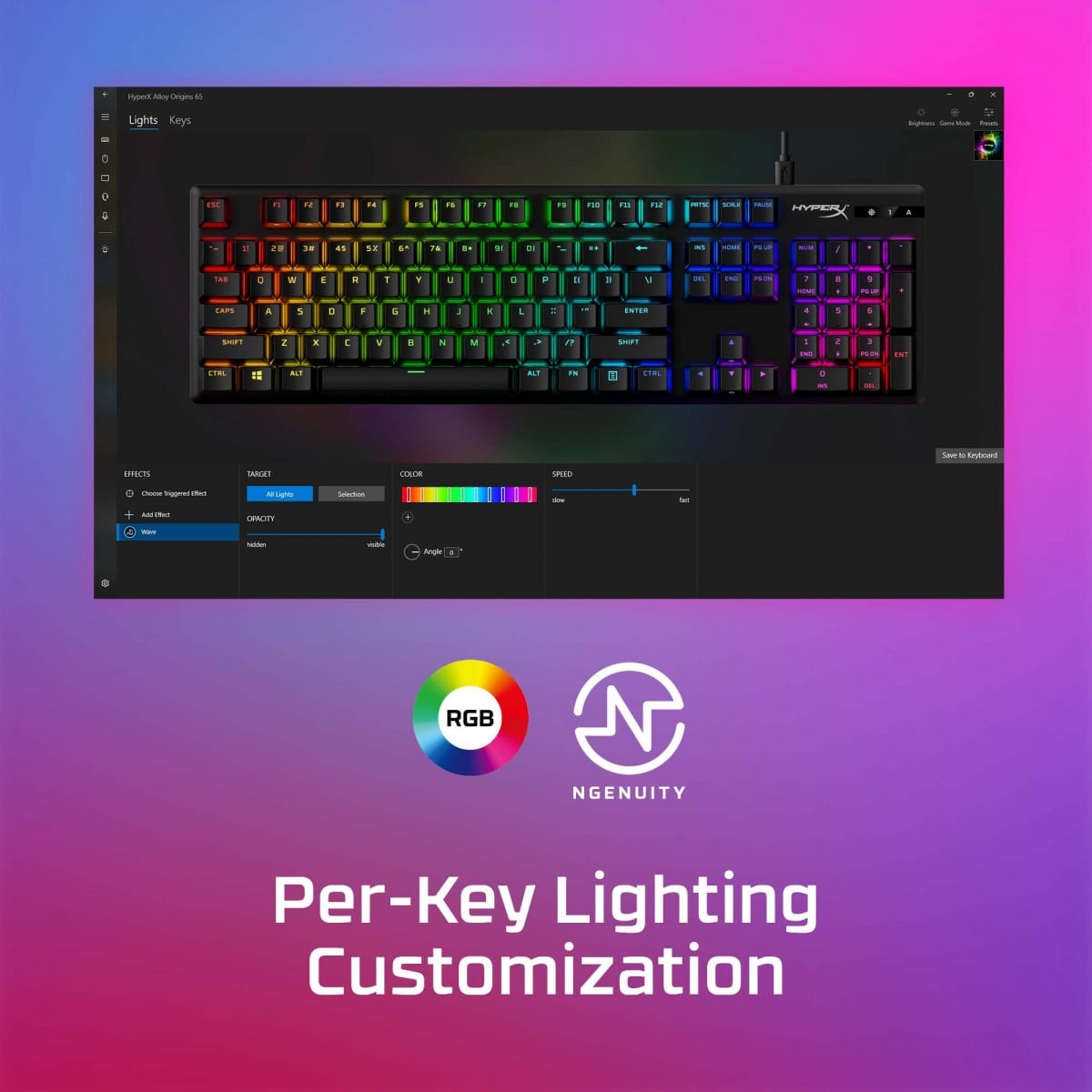Clavier mécanique HyperX Alloy Origins RGB - interrupteurs HX Blue - QWERTY US INT