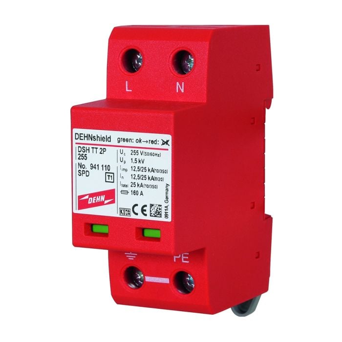 DEHN DSH TT 2P 255 2-module Parafoudre combiné Type 1+2 255 V AC 25 kA