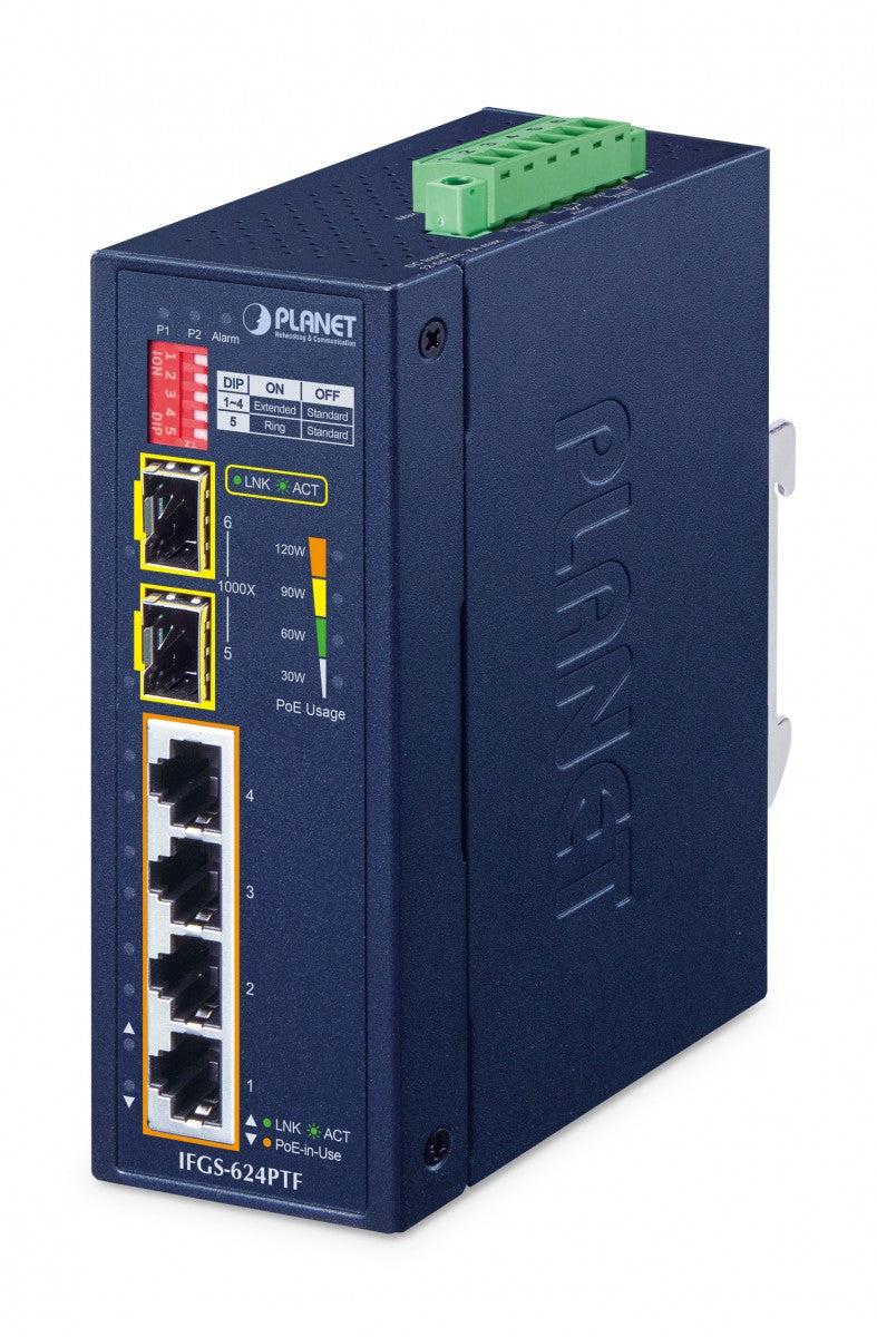 PLANET Netzwerkgeräte Non-géré Fast Ethernet (10/100) Connexion Ethernet, supportant l'alimentation via ce port (PoE) Bleu