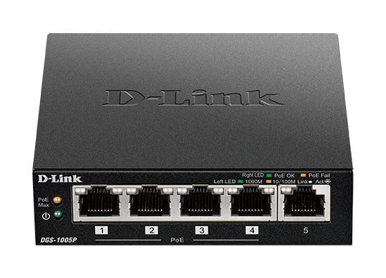 D-LINK 5 ports Gigabit dont 4 ports supportant le PoE - Budget PoE 60W