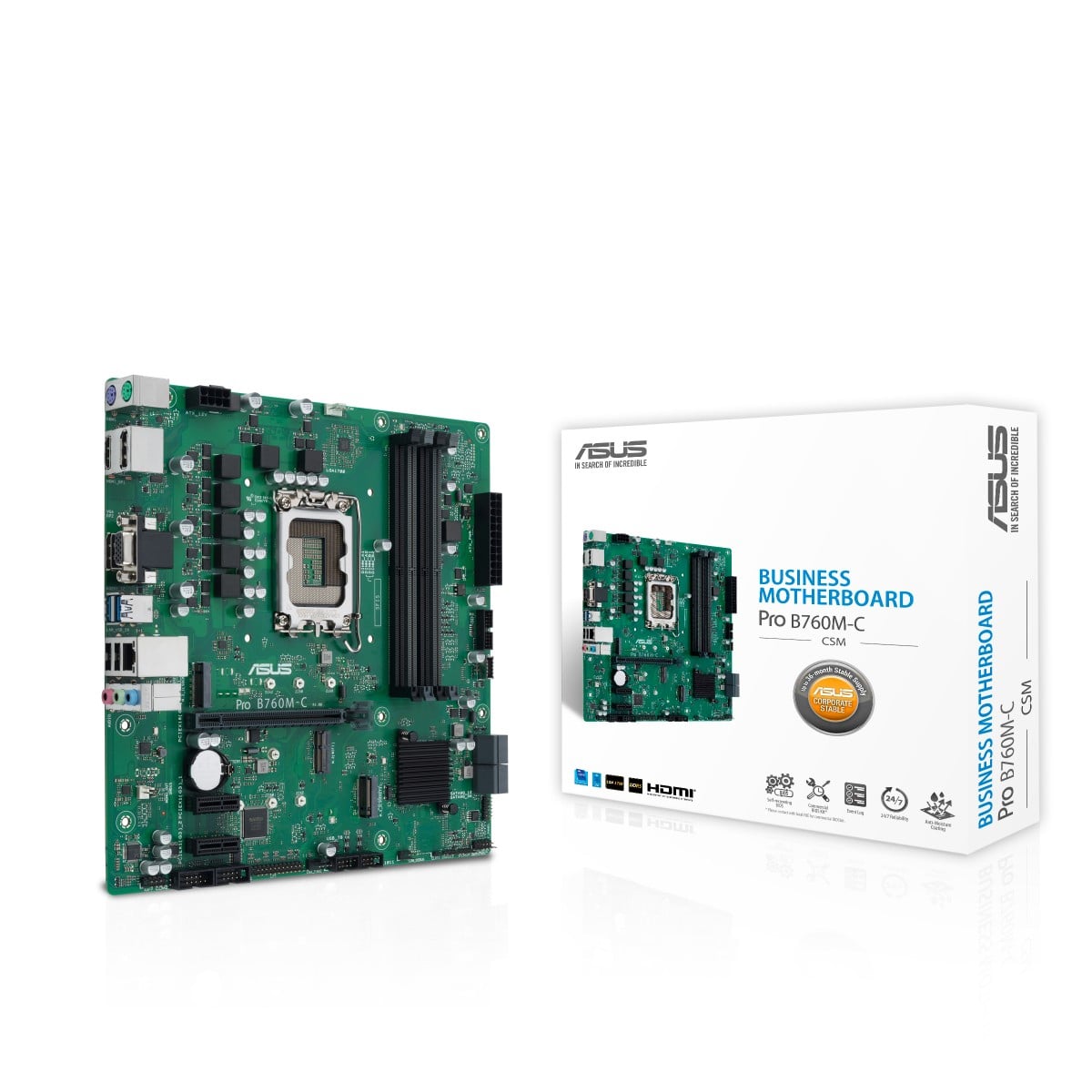 ASUS B760M-C-CSM LGA1700 4DDR5 microATX 4xSATA 2xDP 1.4 HDMI 2.1 D-Sub MB