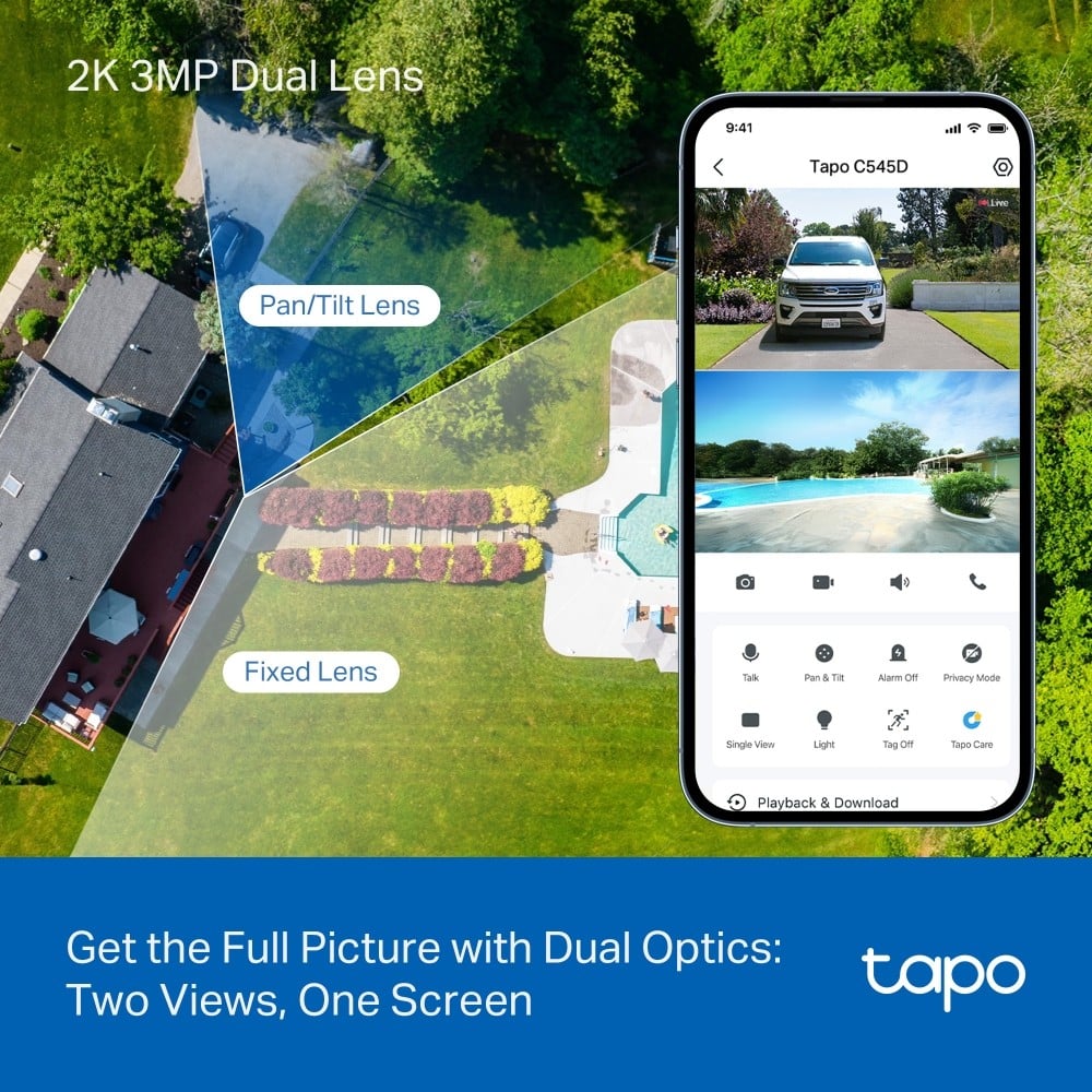 TP-Link Tapo C545D Sphérique Caméra de sécurité IP Extérieure 2304 x 1296 pixels Plafond/Mur/Poteau