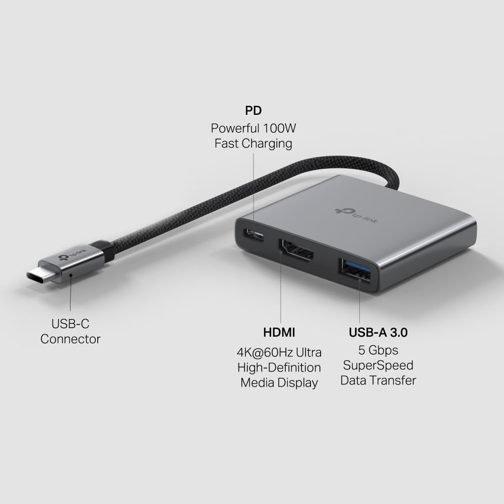 TP-Link UH3020C hub & concentrateur USB Type-C 5000 Mbit/s Gris