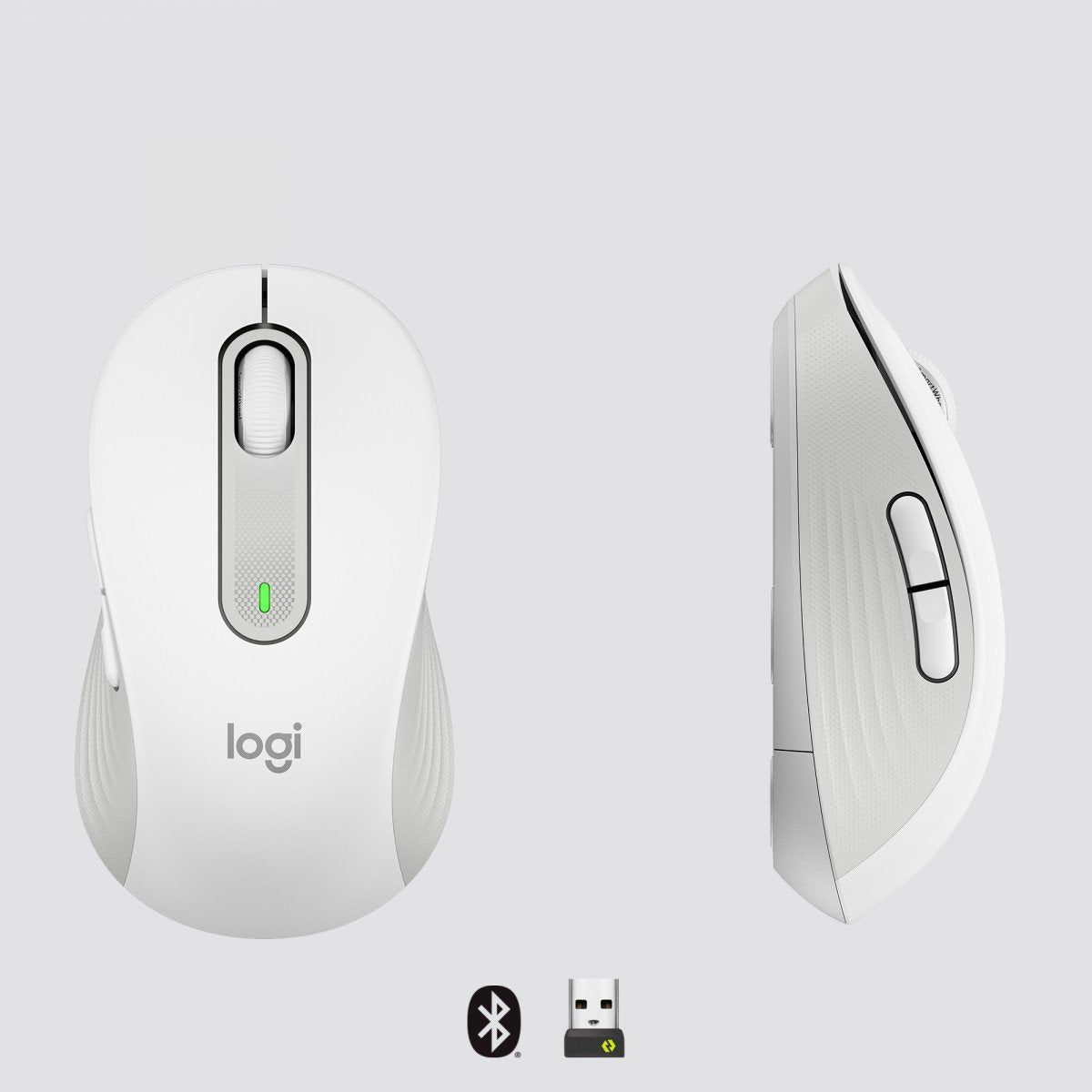 LOGITECH Signature M650 L Mouse large size optical 5 buttons wireless Bluetooth 2.4 GHz Bolt USB receiver off-white
