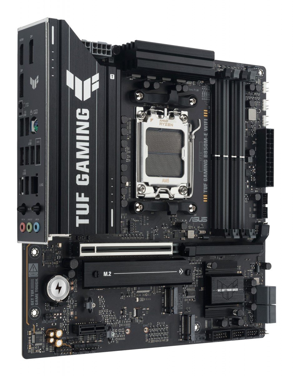 ASUS TUF GAMING B850M-E WIFI AMD AM5 mATX motherboard 4xDDR5 PCIe 5.0 3xM.2 1xHDMI 1xDisplayPort 4xSATA