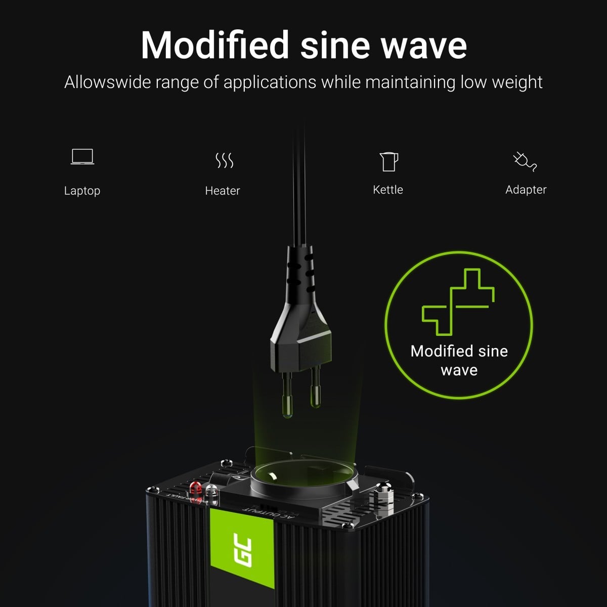 Green Cell INV06 adaptateur de puissance & onduleur Auto 150 W Noir