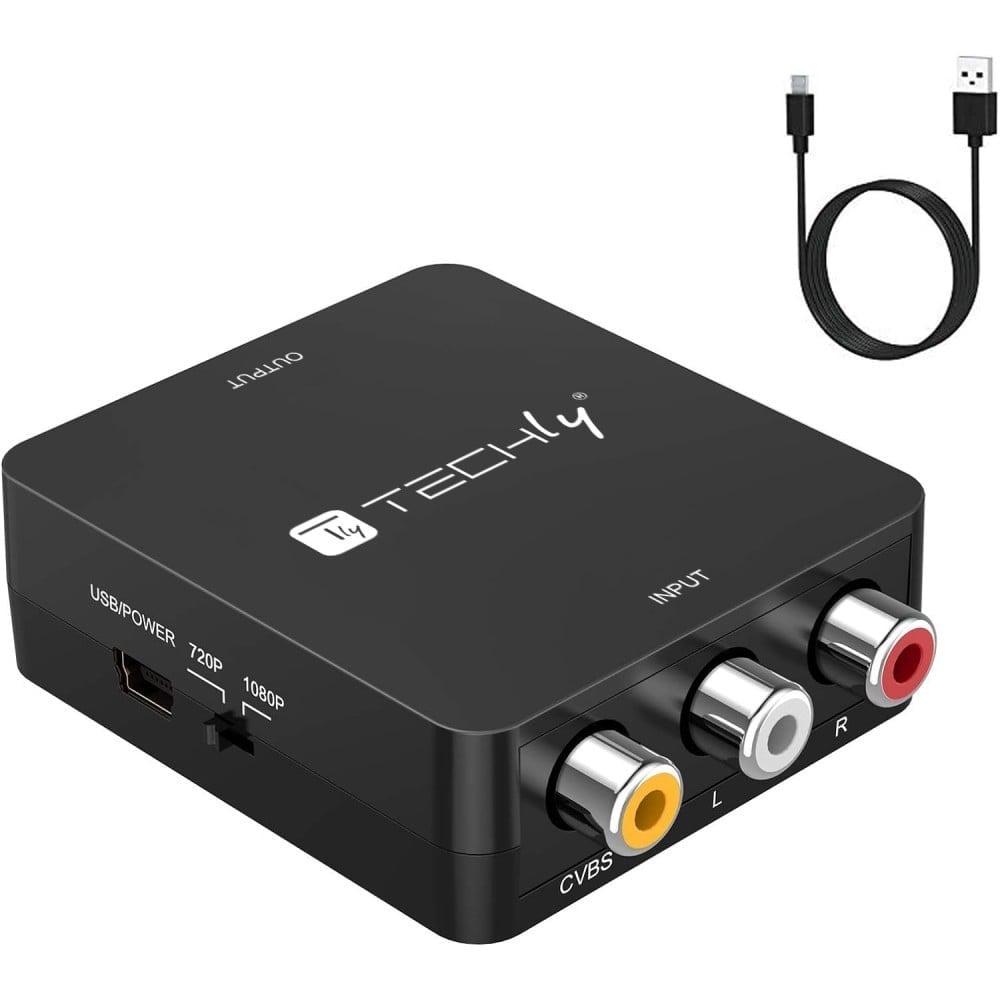 Techly IDATA SPDIF-6E3 Convertisseur AV Composite Vidéo et Audio 3x RCA vers HDMI 1080p