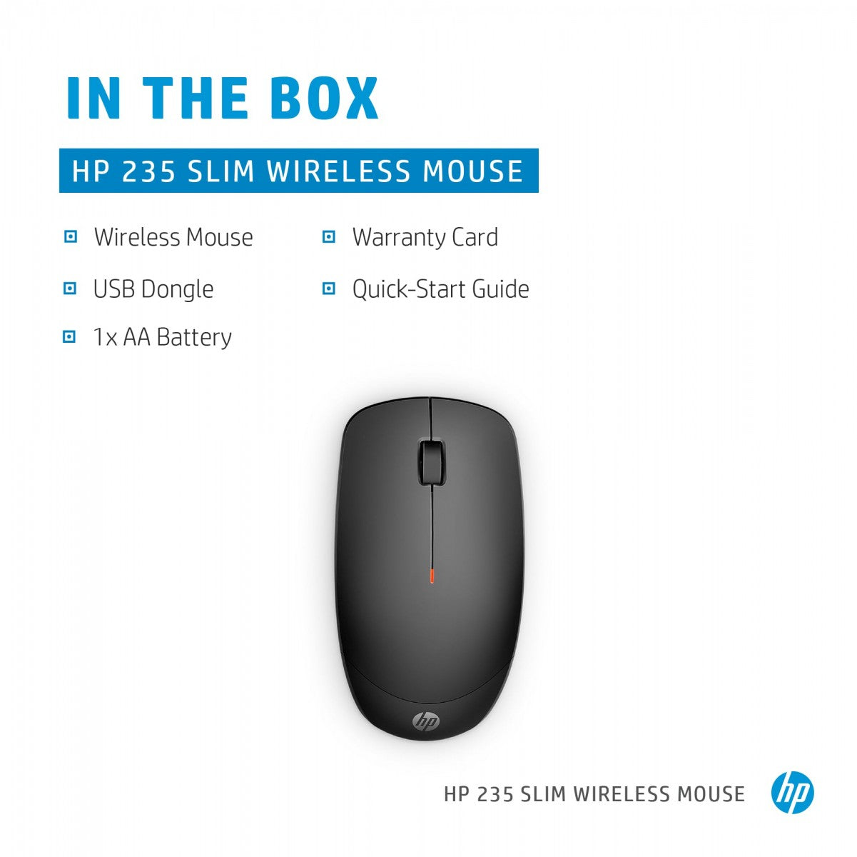 Souris sans fil HP Slim 235 - récepteur USB noir (4E407AA)
